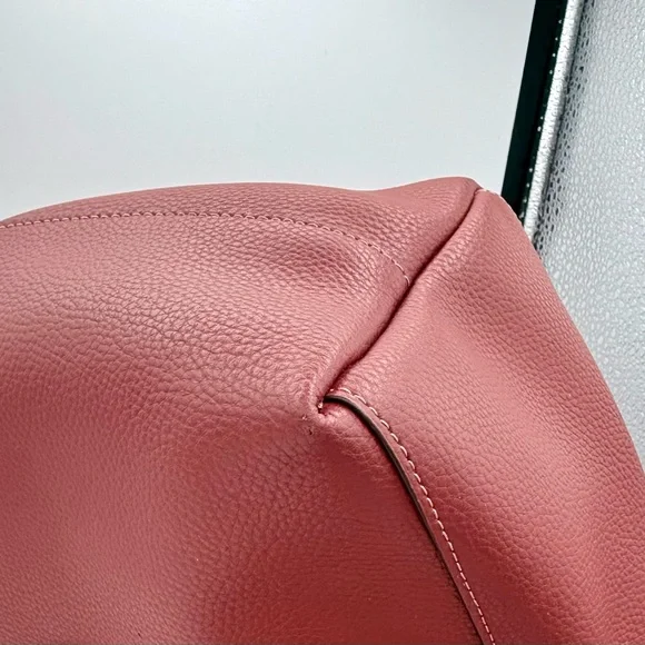 Coach Town Tote Polished Pebble Leather Wine Pink Interior Gold Hardware 72673 - Picture 9 of 12